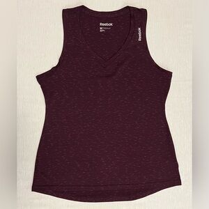 Reebok Ladies Speedwick Workout Running V Neck Tank Top Purple Marled M